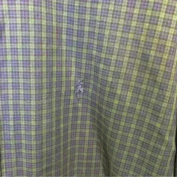 Ralph Lauren Blake vintage 100% cotton green blue plaid shirt men’s sz XL - Picture 2 of 5